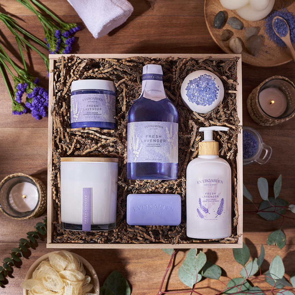 Fresh Lavender Spa Gift Crate, spa gift, spa, bath &amp; body gift, bath &amp; body, mothers day gift, mothers day, New Hampshire delivery
