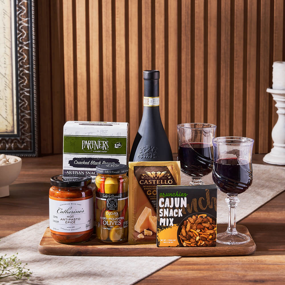 From Italy With Love Wine &amp; Cheese Gift Basket, wine gift, wine, cheese gift, cheese, appetizer gift, appetizer, New Hampshire delivery