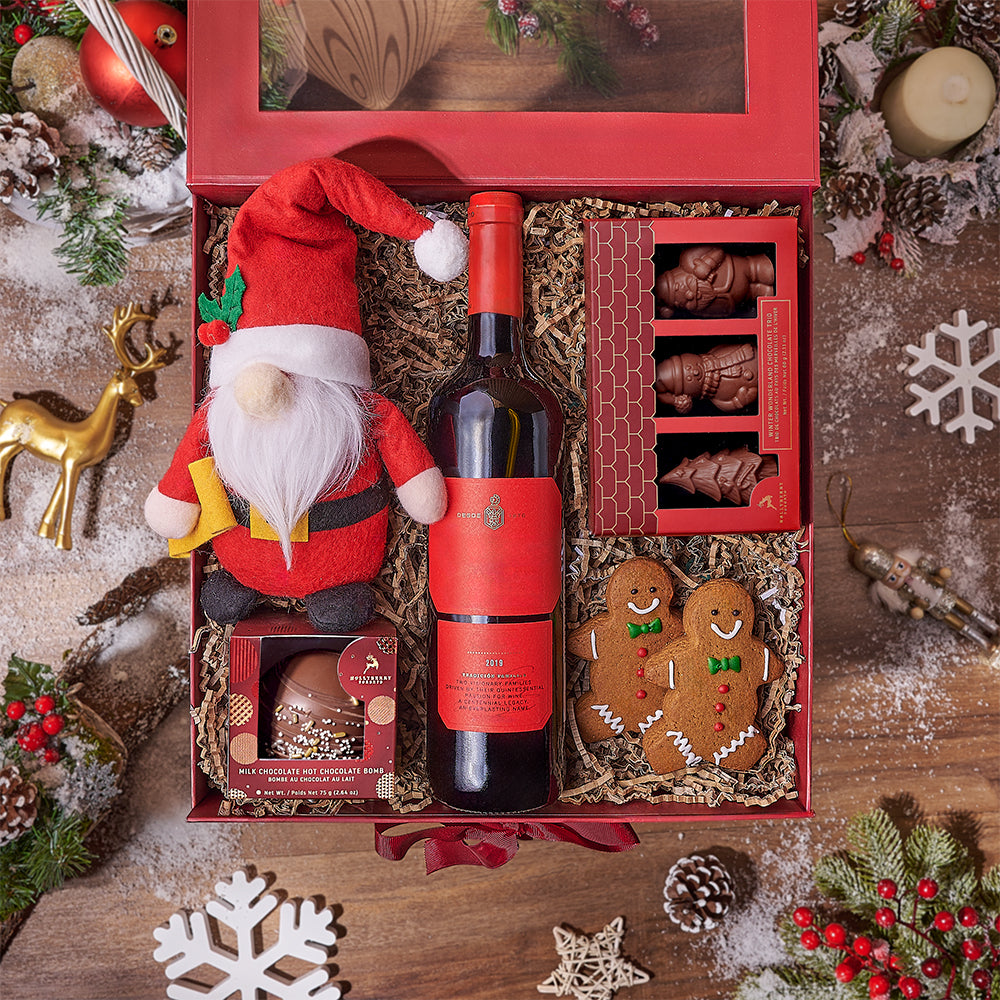Gingerbread Man &amp; Wine Gift Set, wine gift, wine, chocolate gift, chocolate, christmas gift, christmas, New Hampshire delivery