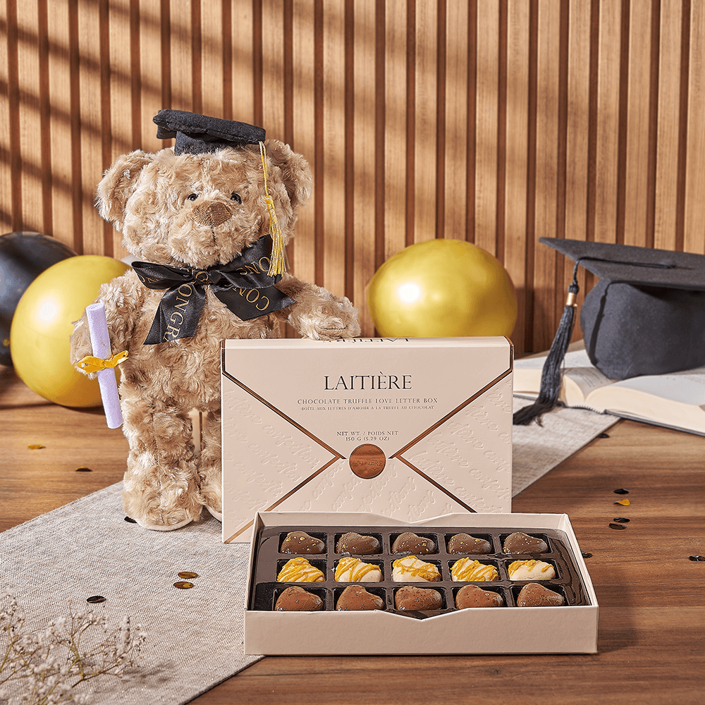 Graduation Chocolate &amp; Teddy Gift, chocolate gift, chocolate, bear gift, bear, New Hampshire delivery