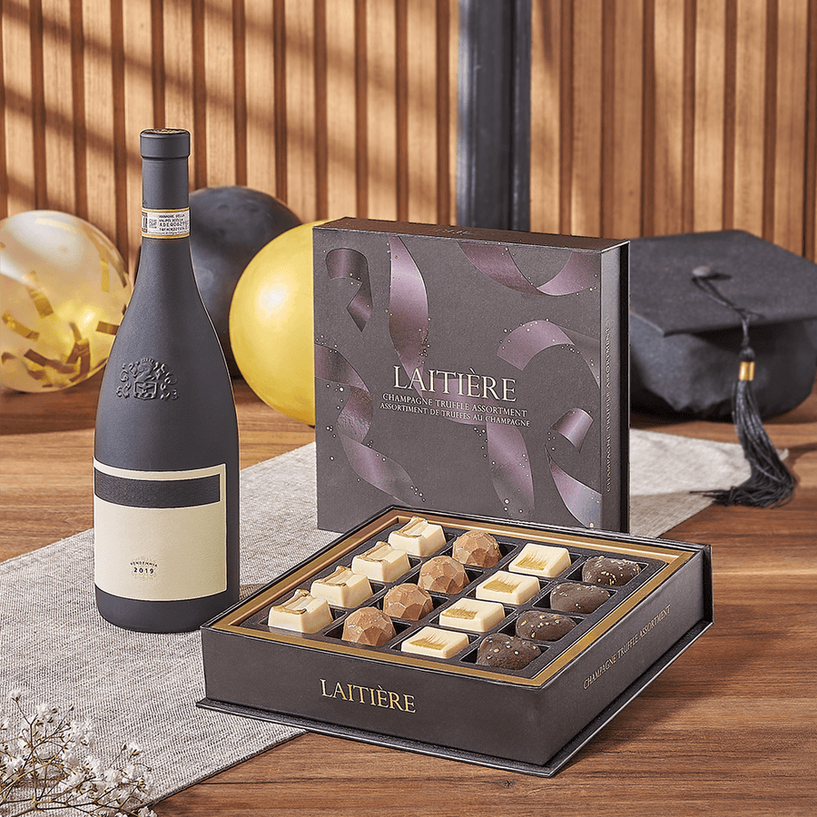 Graduation Wine & Truffle Gift, graduation gift, graduation, wine gift, wine, chocolate gift, chocolate, New Hampshire delivery