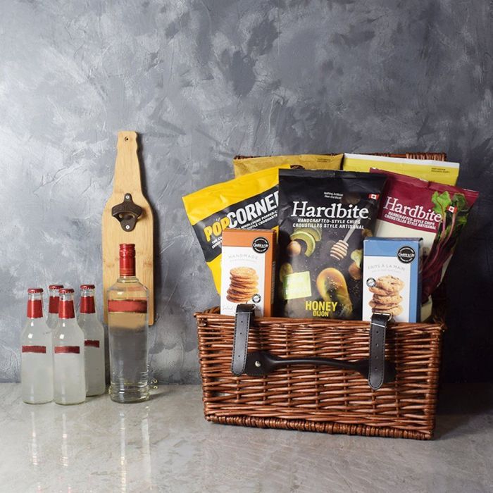 Hockey Night Shots &amp; Coolers Basket from New Hampshire Baskets - Liquor Gift Set - New Hampshire Delivery