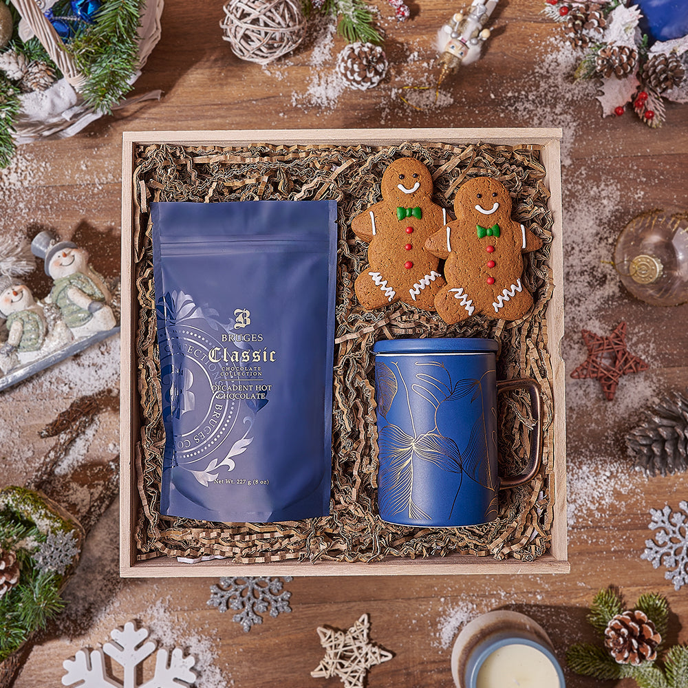 Holiday Hot Chocolate &amp; Treats Basket, hot chocolate gift, hot chocolate, cookie gift, cookie, christmas gift, christmas, New Hampshire delivery 