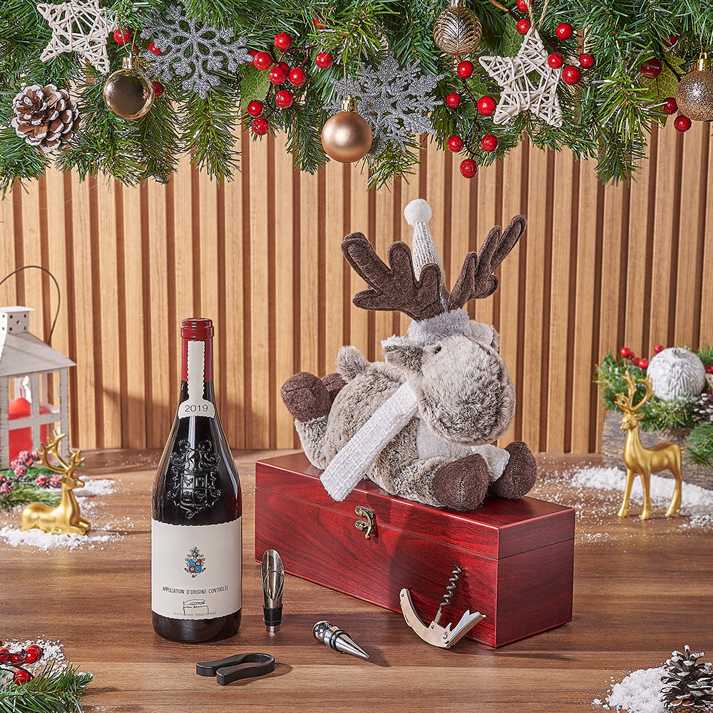Holiday Reindeer &amp; Cheer Gift Set, wine gift, wine, christmas gift, christmas, New Hampshire delivery