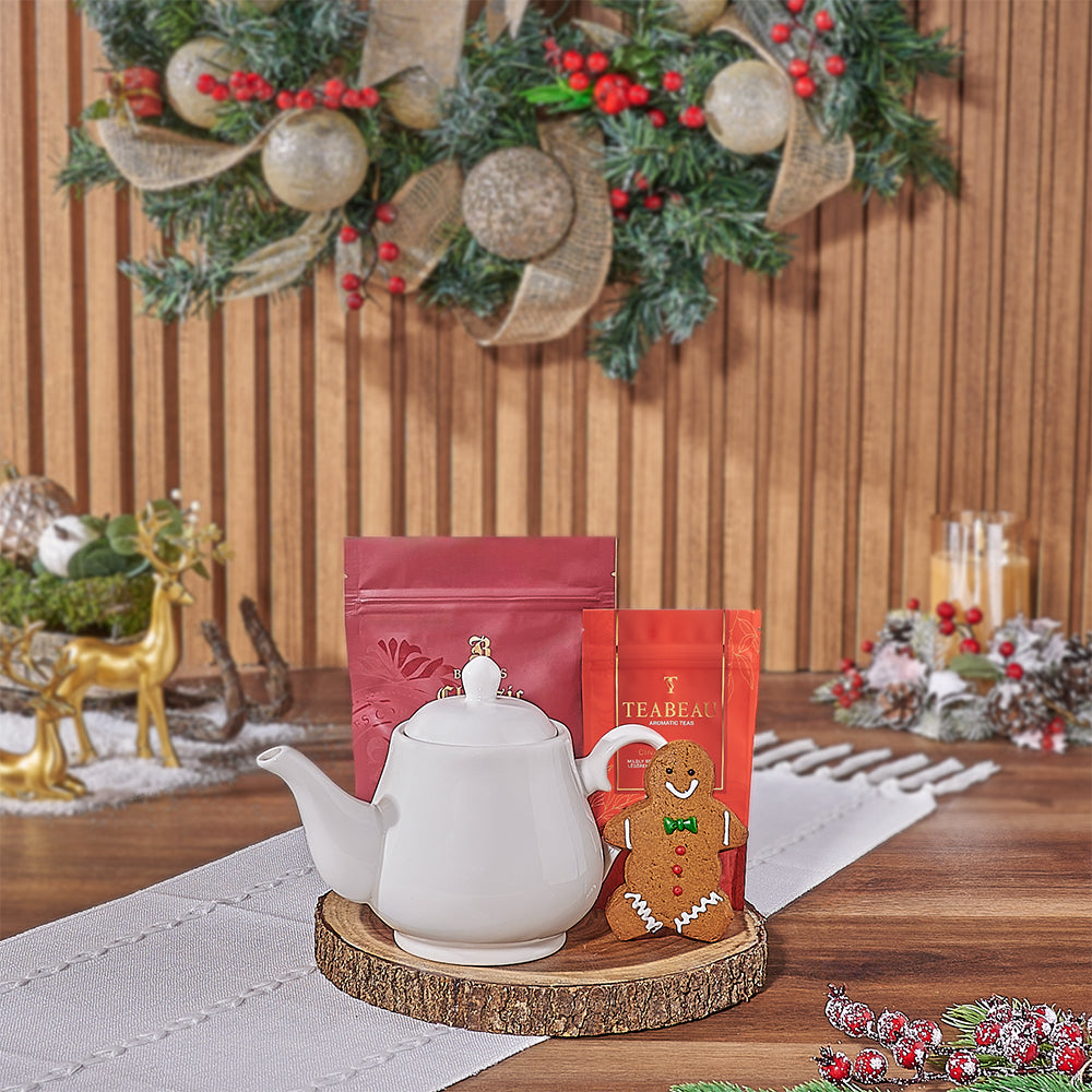 Holiday Tea &amp; Cookies Gift Basket from New Hampshire Baskets - Tea Gift Set - New Hampshire Delivery