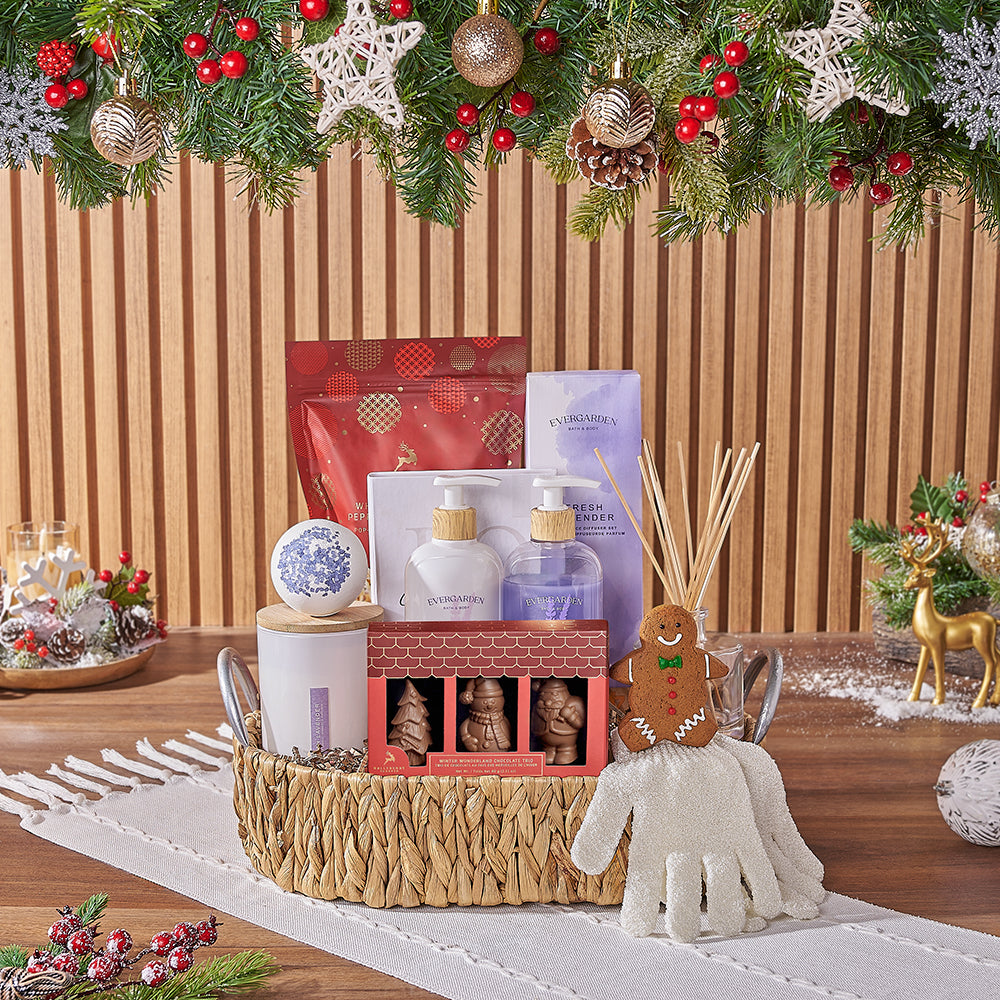 Holiday Treat & Spa Gift, spa gift, spa, Christmas gift, Christmas, chocolate gift, chocolate, New Hampshire delivery