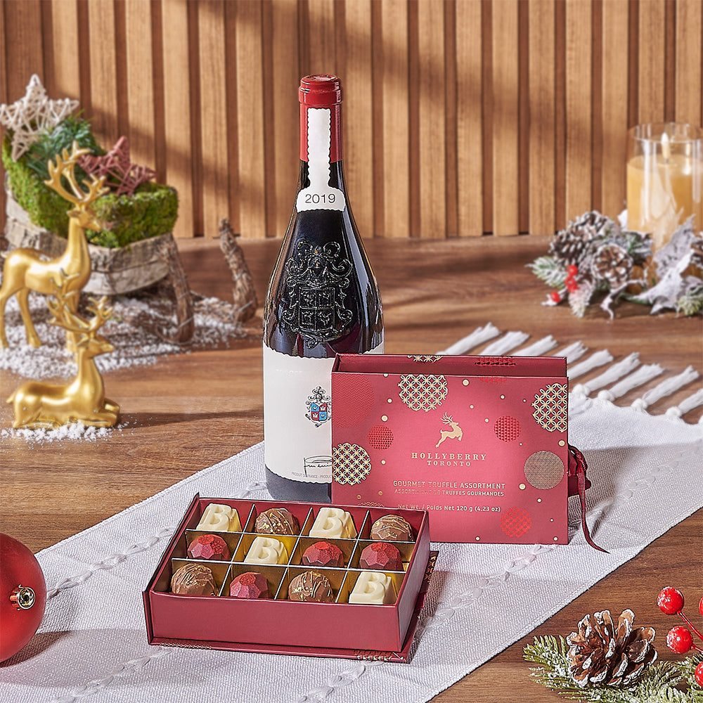 Holiday Wine &amp; Chocolate Gift, wine gift, wine, christmas gift, christmas, chocolate gift, chocolate, New Hampshire delivery