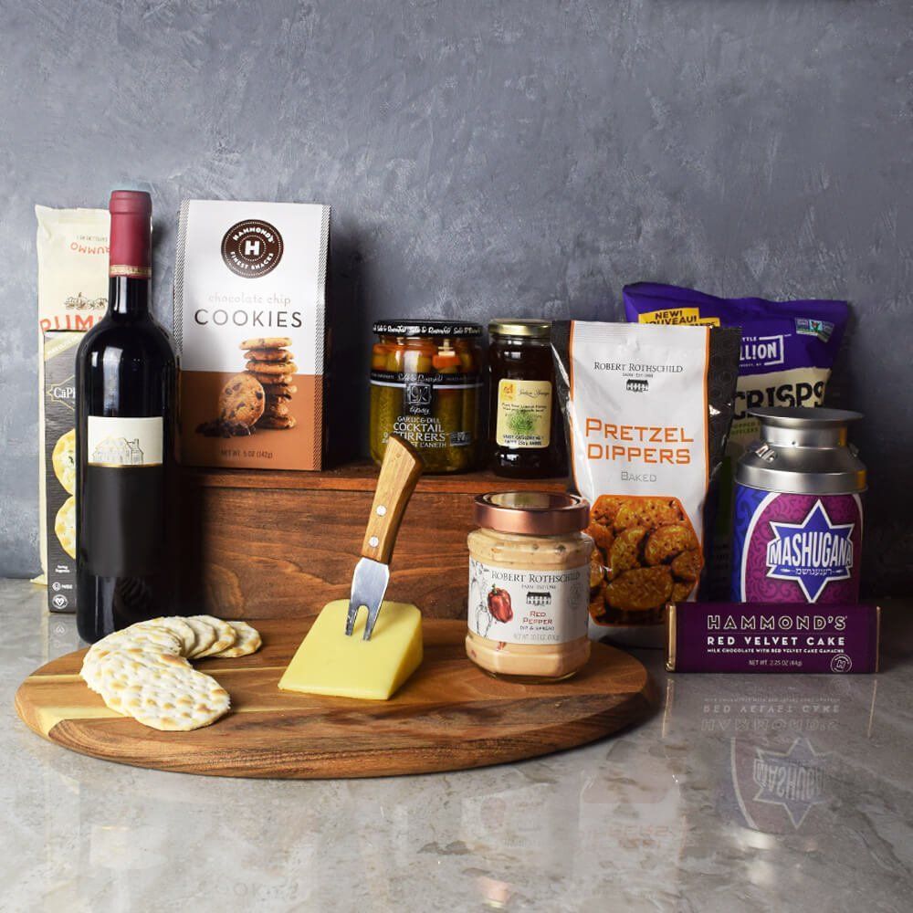 Kosher Wine &amp; Cheese Basket from New Hampshire Baskets - Wine Gift Set - New Hampshire Delivery