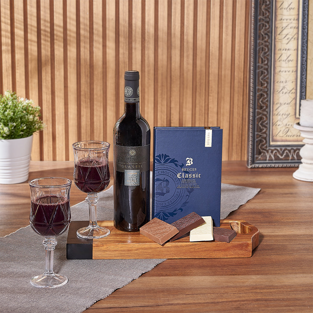 Kosher Wine &amp; Chocolate for Two from New Hampshire Baskets - Wine Gift Set - New Hampshire Delivery