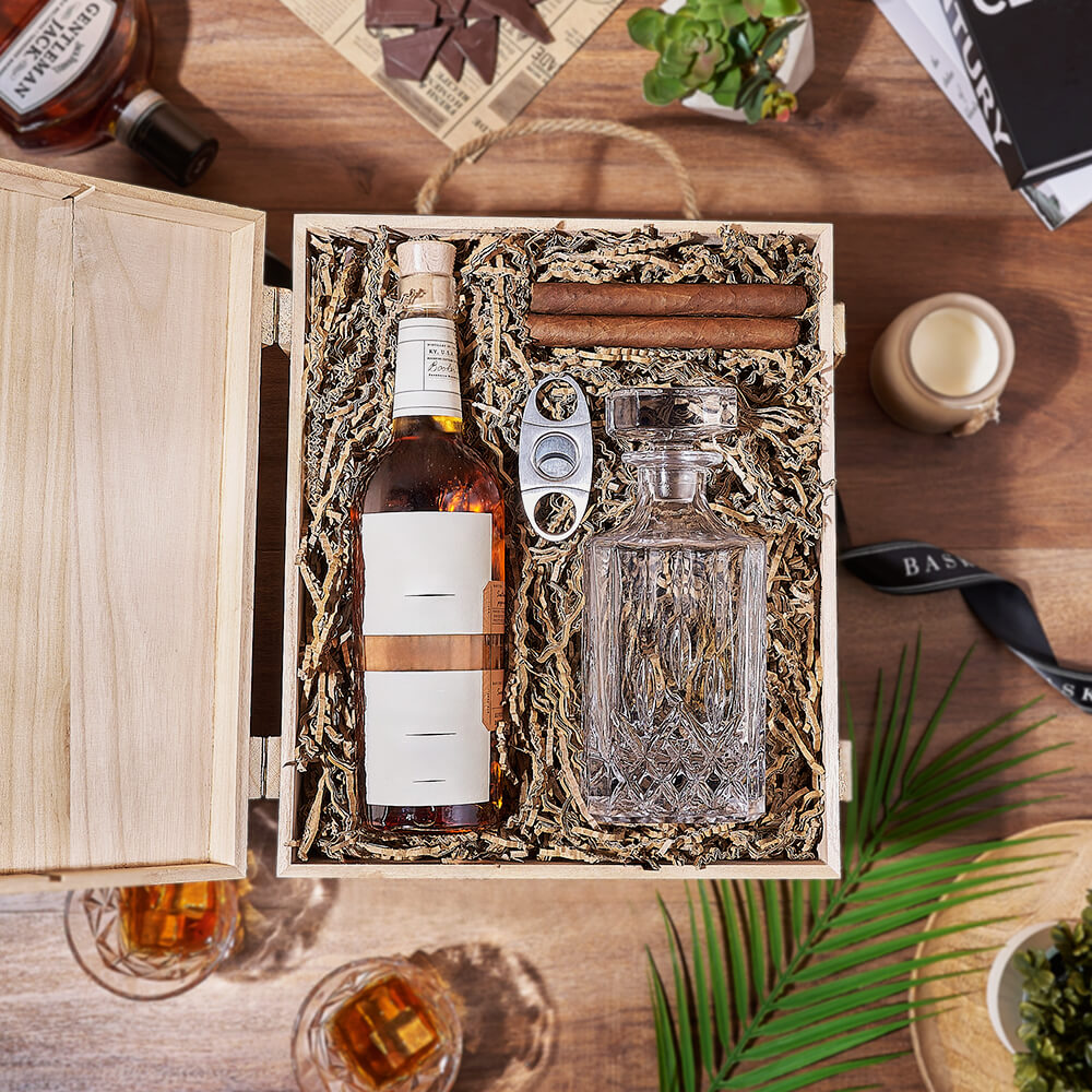 Liquor &amp; Decanter Crate from New Hampshire Baskets - Liquor Gift Set - New Hampshire Delivery