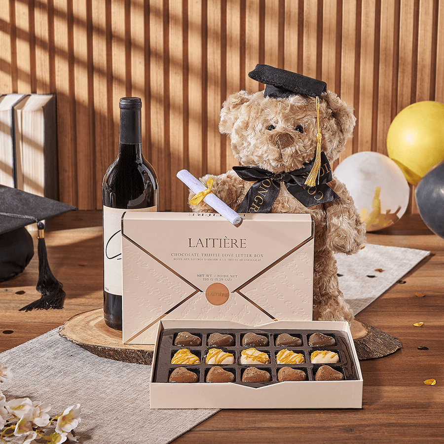 Love Letter to Graduation Gift, graduation gift, graduation, wine gift, wine, chocolate gift, chocolate, New Hampshire delivery