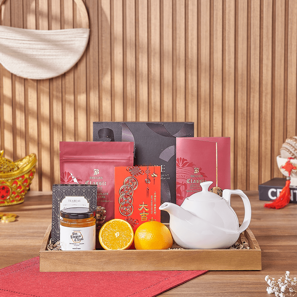 Lucky Tea Time Gift Tray, chinese new year gift, chinese new year, lunar new year gift, lunar new year, tea gift, tea, New Hampshire delivery