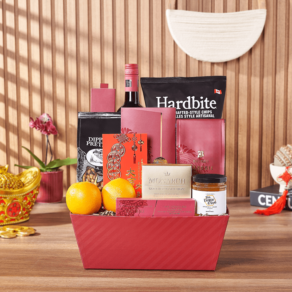 Lucky Wine & Snack Gift Set, wine gift, wine, chinese new year gift, chinese new year, lunar new year gift, lunar new year, New Hampshire delivery