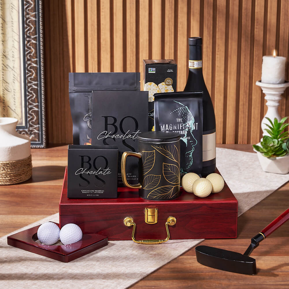Luxe Putting &amp; Wine Gift Set from New Hampshire Baskets - Wine Gift Basket - New Hampshire Delivery.
