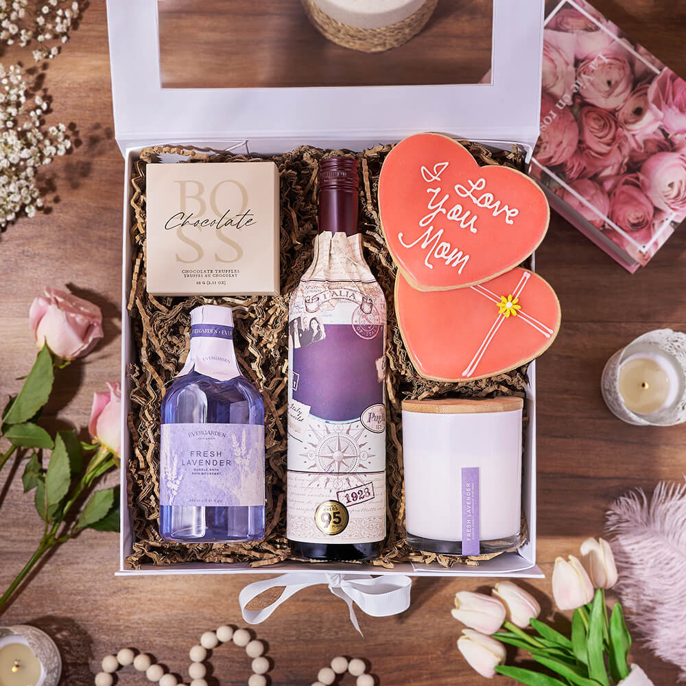 Luxurious Mother’s Day Spa Gift Box, mothers day gift, mothers day, spa gift, spa, wine gift, wine, bath &amp; body gift, bath &amp; body, New Hampshire delivery