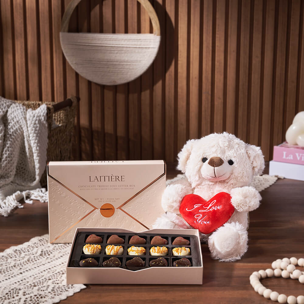 Luxury Truffle &amp; Bear Gift Set, chocolate gift, chocolate, bear gift, bear, New Hampshire delivery