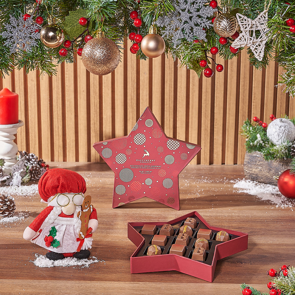 Mrs. Claus &amp; Gourmet Chocolates Gift Set, chocolate gift, chocolate, Christmas gift, Christmas, New Hampshire delivery