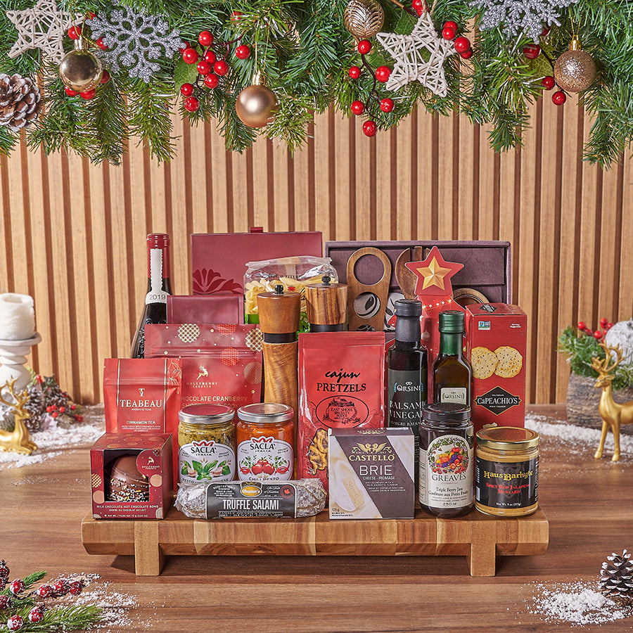 Opulent Christmas Wine & Chocolate Gift Basket, wine gift, wine, chocolate gift, chocolate, cookie gift, cookie, wine gift, wine, christmas gift, christmas, New Hampshire delivery