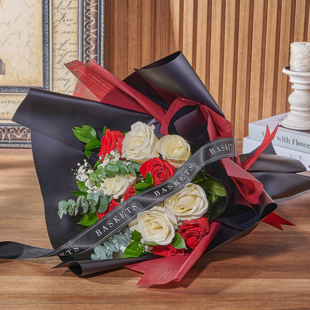 Red &amp; White Rose Bouquet, rose gift, rose, flower gift, flower, bouquet gift, bouquet, New Hampshire delivery