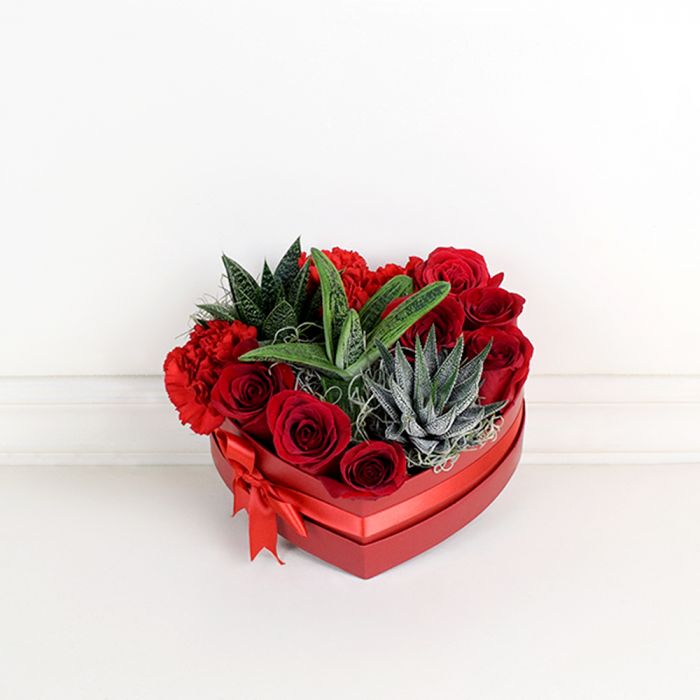 Romantic Red Rose Floral Arrangement – how the gift is presented