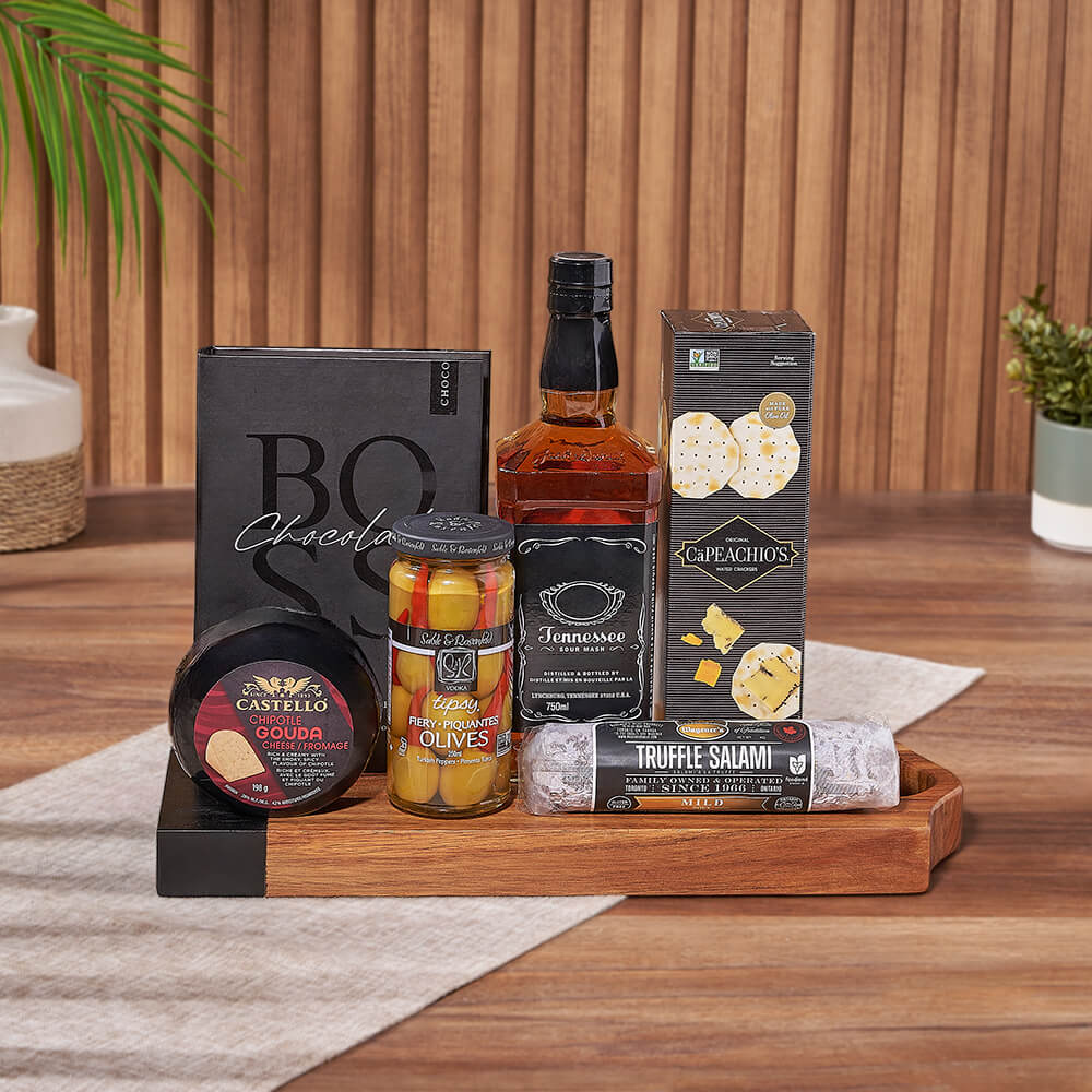 Salami, Cheese &amp; Liquor Board, liquor gift, liquor, charcuterie gift, charcuterie, New Hampshire Delivery