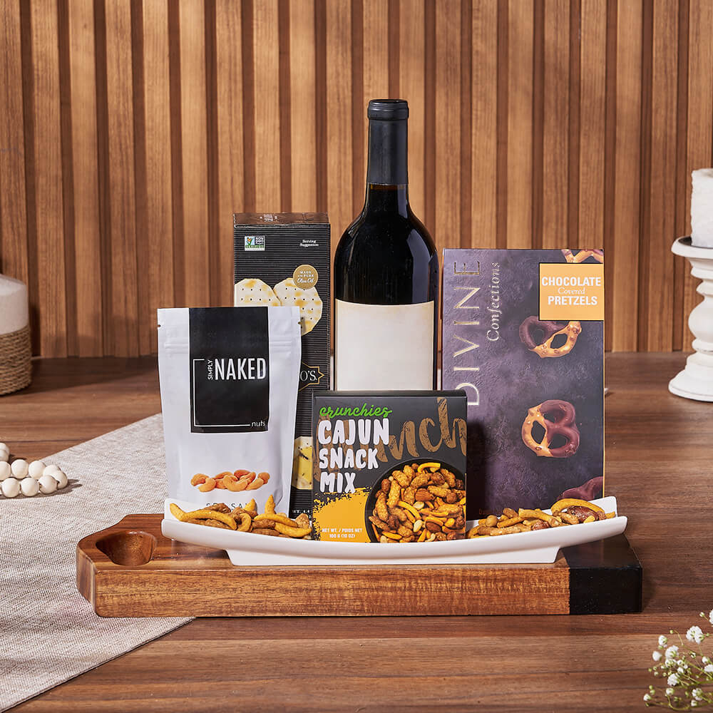 Salty Snack &amp; Wine Gift Set, wine gift, wine, snack gift, snack, nuts gift, nuts, New Hampshire Delivery