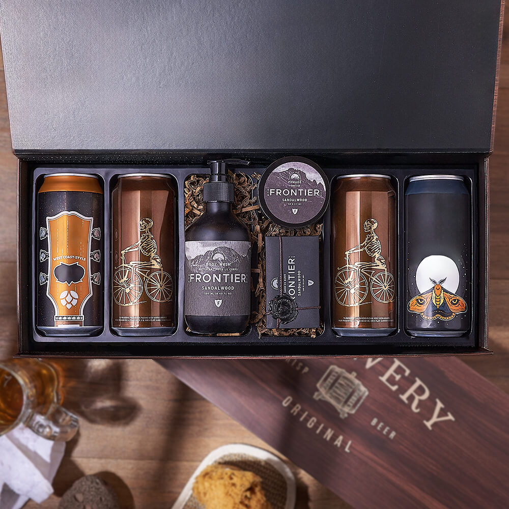 Locally Sourced Craft Beer and Sandalwood Grooming Set – how the gift is presented