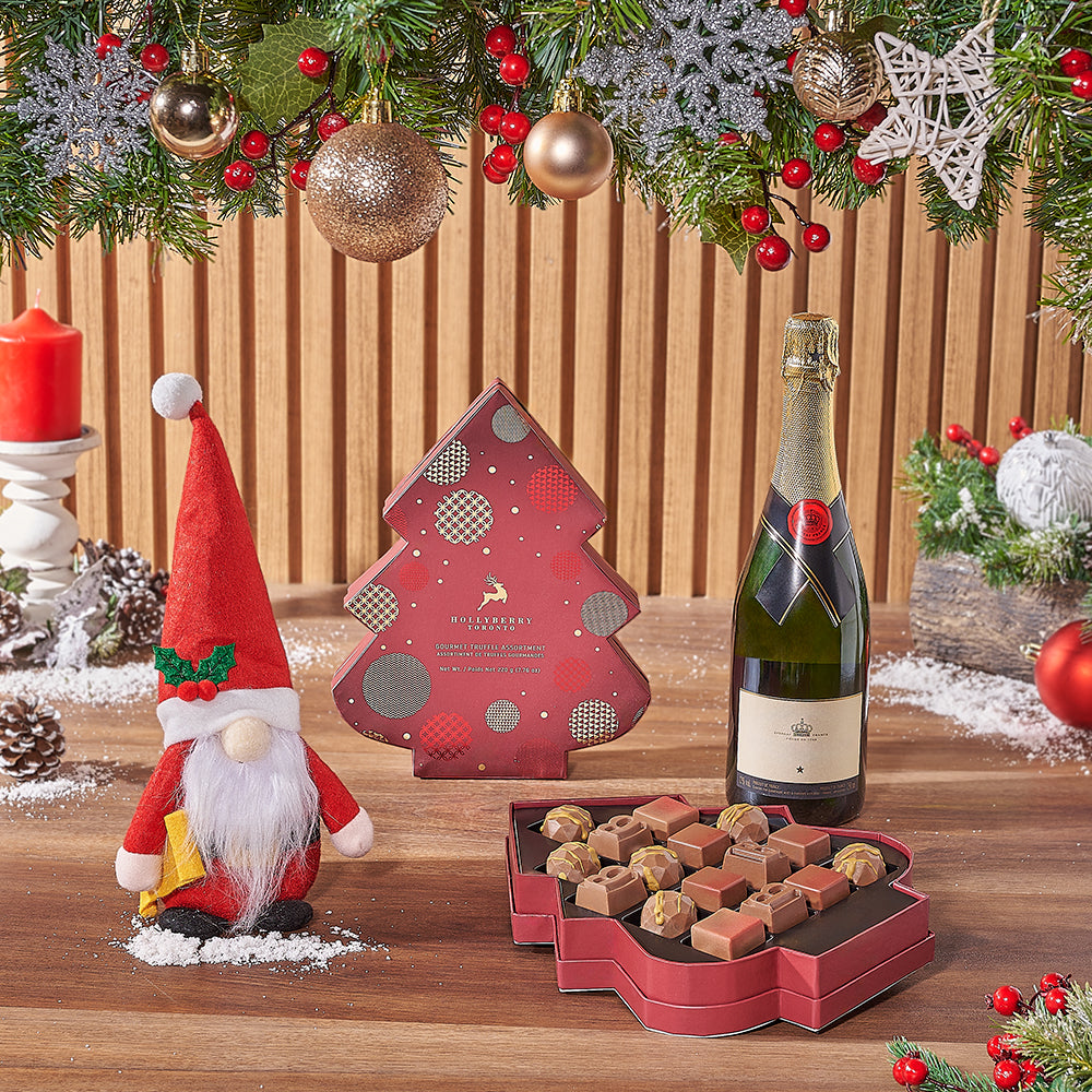 Santa &amp; Gourmet Chocolates with Champagne Gift Set, Christmas gift, Christmas, chocolate gift, chocolate, sparkling wine gift, sparkling wine, New Hampshire delivery