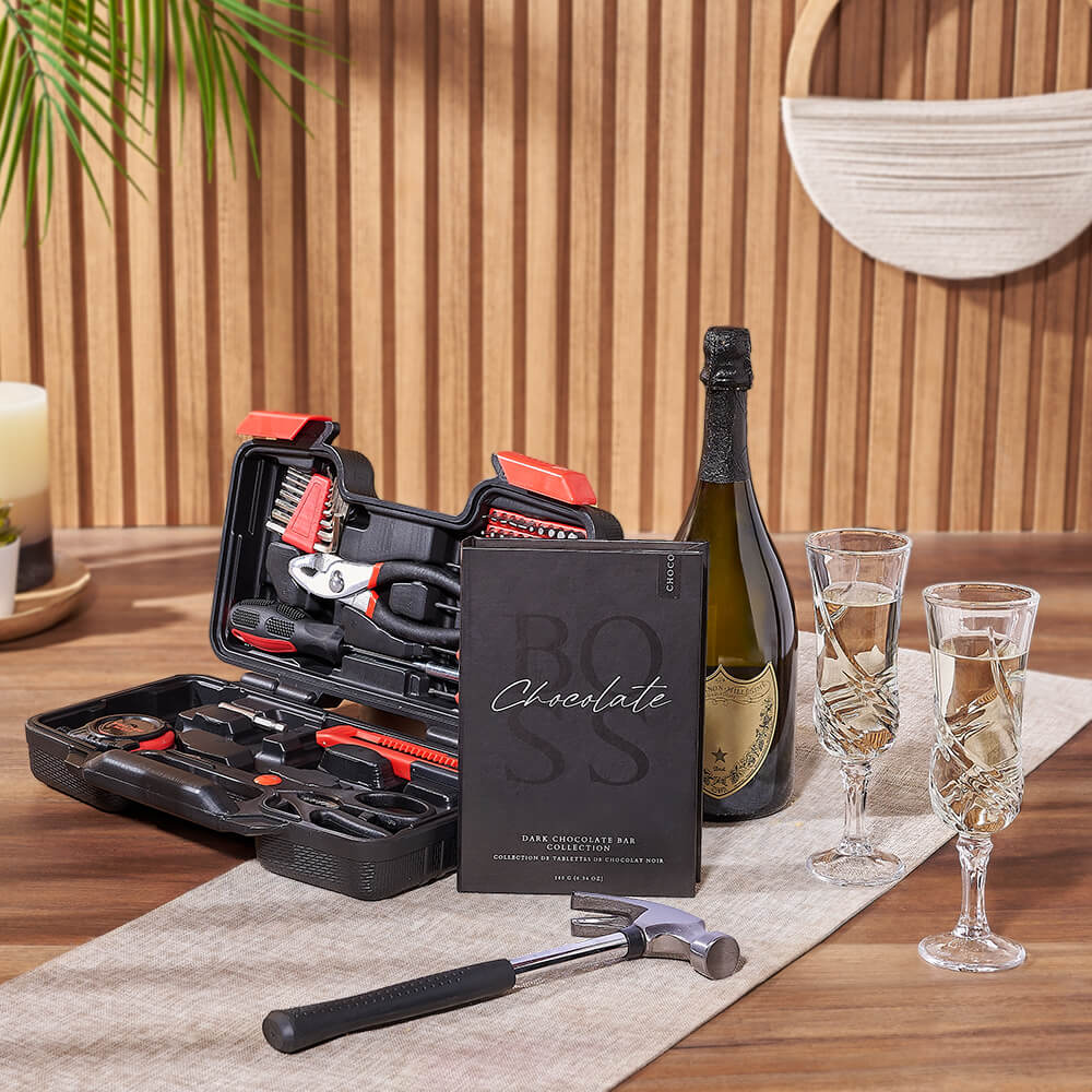 Sensible Champagne &amp; Tool Gift, champagne gift, champagne, sparkling wine gift, sparkling wine, chocolate gift, chocolate, tool gift, tools, New Hampshire Delivery
