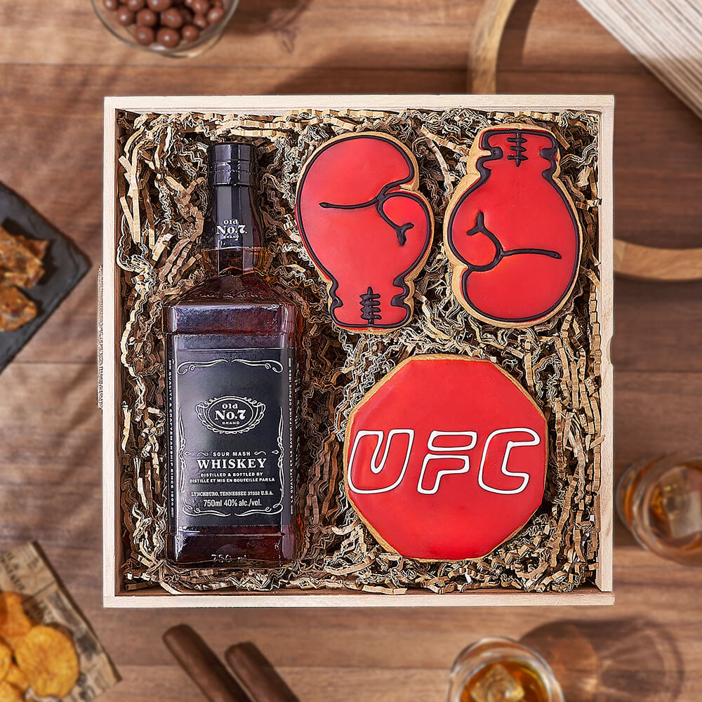 Spirits &amp; Boxing Cookie Gift, liquor gift, liquor, cookie gift, cookie, sports gift, sports, New Hampshire Delivery