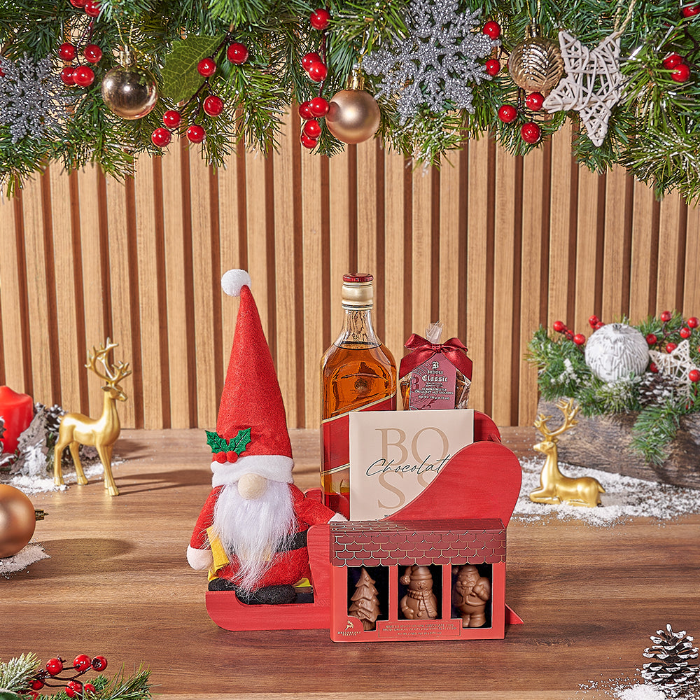 Spirits &amp; Sleighing Gift Set, Christmas gift, Christmas, liquor gift, liquor, chocolate gift, chocolate, New Hampshire delivery