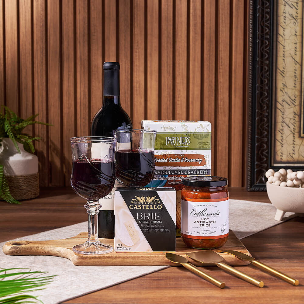 Start Spreading the News Wine &amp; Cheese Gift Basket, wine gift, wine, cheese gift, cheese, New Hampshire Delivery