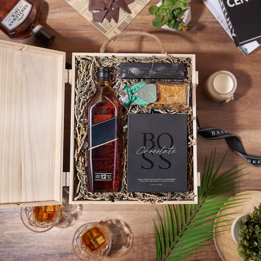 Sweet Things &amp; Liquor Gift Box, liquor gift, liquor, chocolate gift, chocolate, New Hampshire Delivery