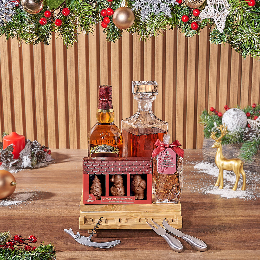 Sweet Treats &amp; Liquor Gift Set, Christmas gift, Christmas, chocolate gift, chocolate, decanter gift, decanter, New Hampshire delivery