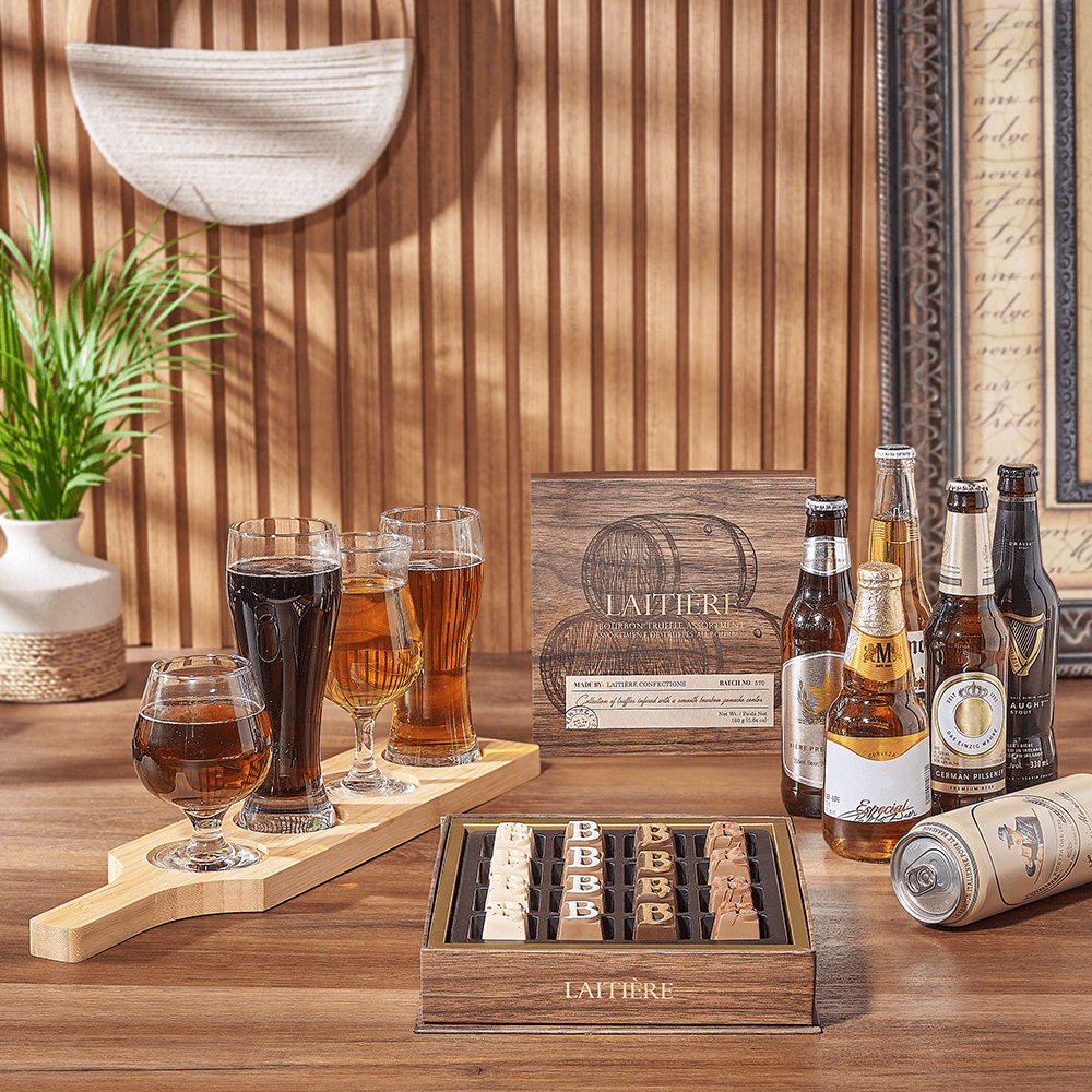 Sweet Truffle & Beer Flight, beer flight gift, beer flight, beer gift, beer, chocolate gift, chocolate, New Hampshire delivery