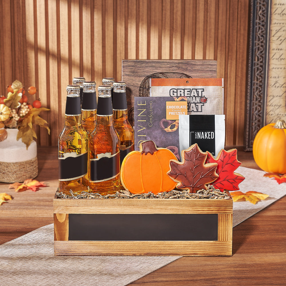 Thanksgiving Beer &amp; Treats Basket from New Hampshire Baskets - Beer Gift Set - New Hampshire Delivery