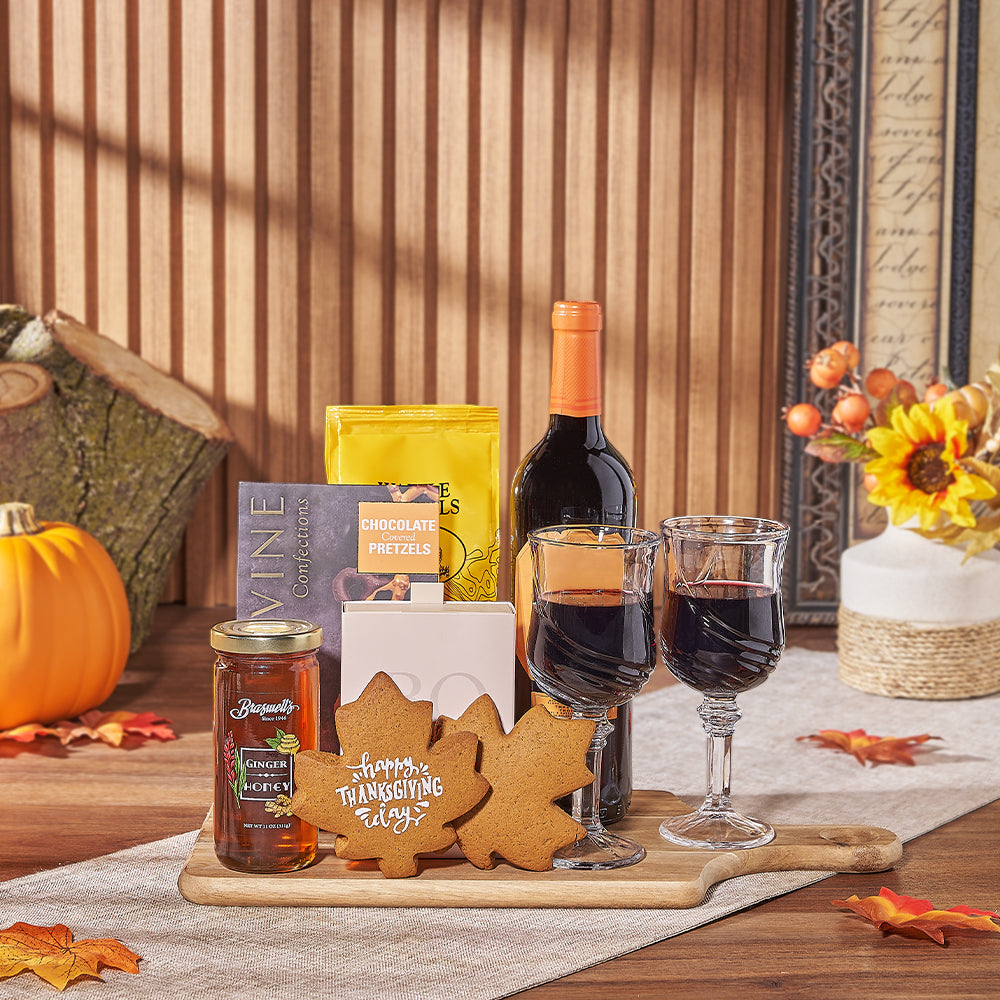Thanksgiving Cookie & Wine Gift, thanksgiving gift, thanksgiving, wine gift, wine, cookie gift, cookie, New Hampshire delivery