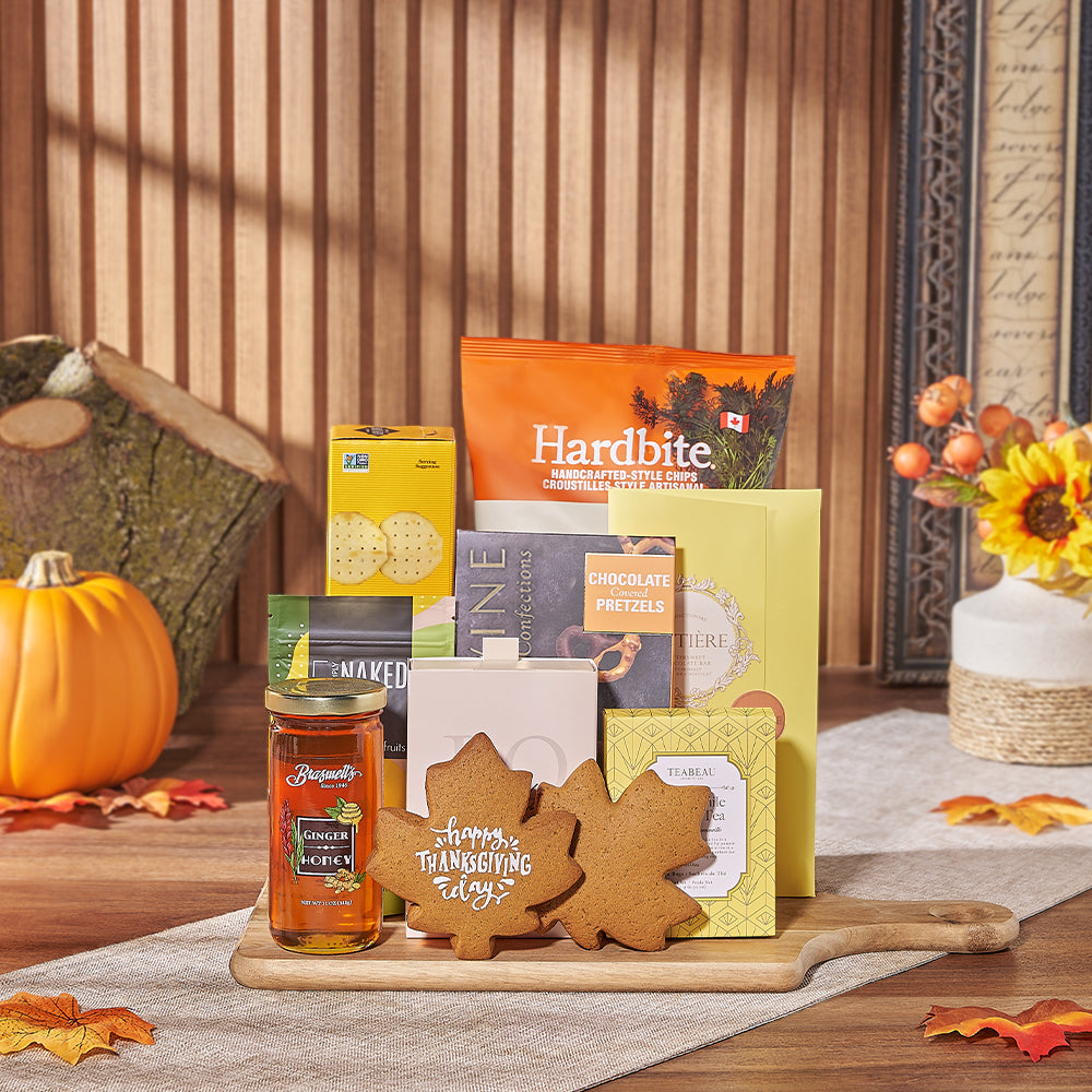 Thanksgiving Tea &amp; Treat Gift, thanksgiving gift, thanksgiving, tea gift, tea, chocolate gift, chocolate, cookie gift, cookie, New Hampshire delivery