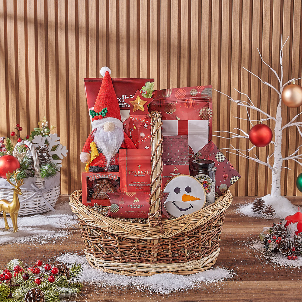 Festive Holiday Gift Basket with Artisan Chocolates and Treats – how the gift is presented