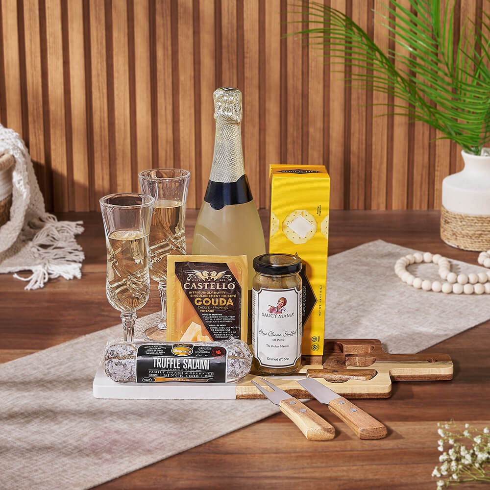 Toast to Meat &amp; Cheese Champagne Basket, champagne gift, champagne, sparkling wine gift, sparkling wine, charcuterie gift, charcuterie, New Hampshire Delivery