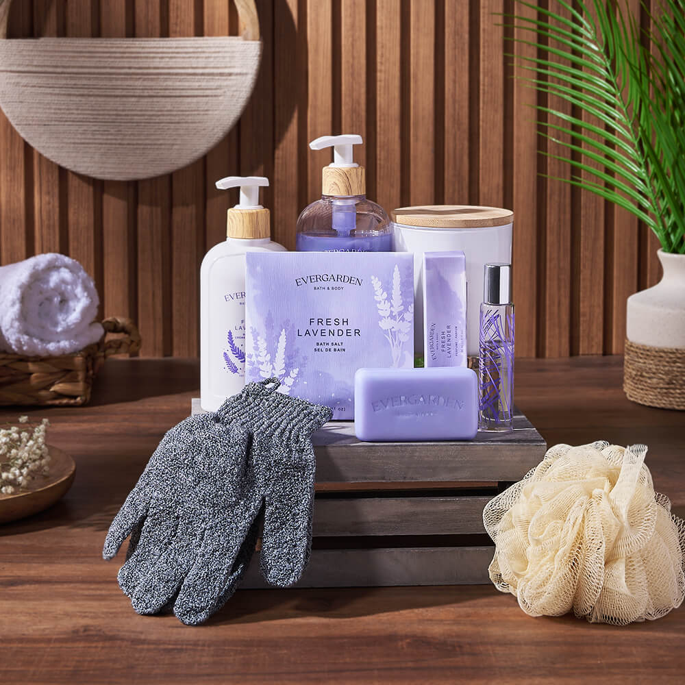 Elegant Spa Care Gift Basket in Distressed Wooden Crate – how the gift is presented