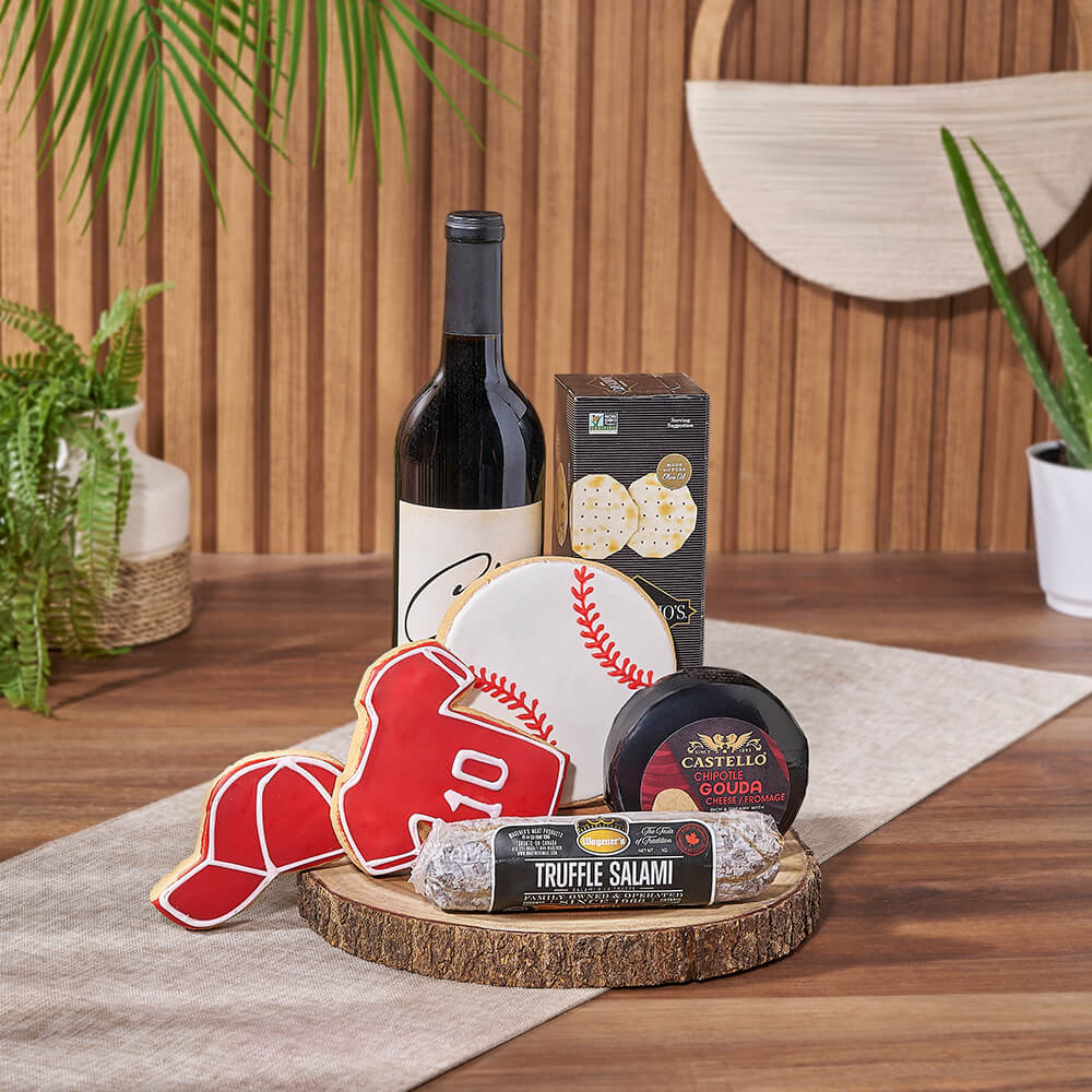 Wine &amp; Baseball Cookie Gift, wine gift, wine, baseball gift, baseball, sports gift, sports, New Hampshire Delivery