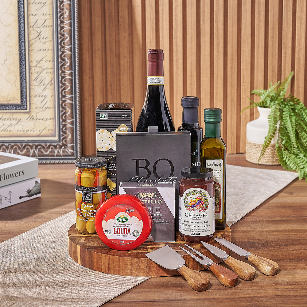 Wine &amp; Cheeseboard Gift, wine gift, wine, chocolate gift, chocolate, cheese gift, cheese, charcuterie gift, charcuterie, New Hampshire delivery