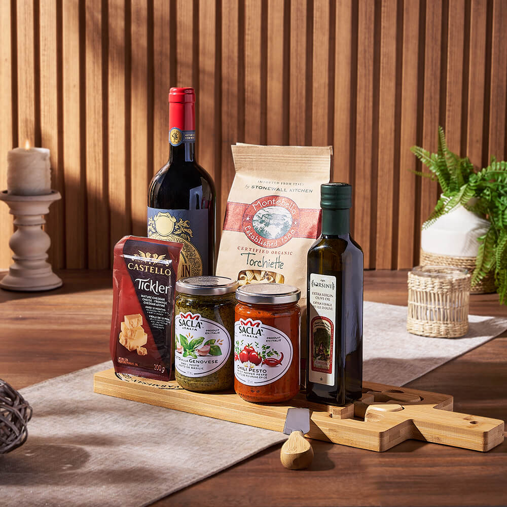 Wine &amp; Pasta Gift Set, wine gift, wine, pasta gift, pasta, gourmet gift, gourmet, cheese gift, cheese, New Hampshire Delivery