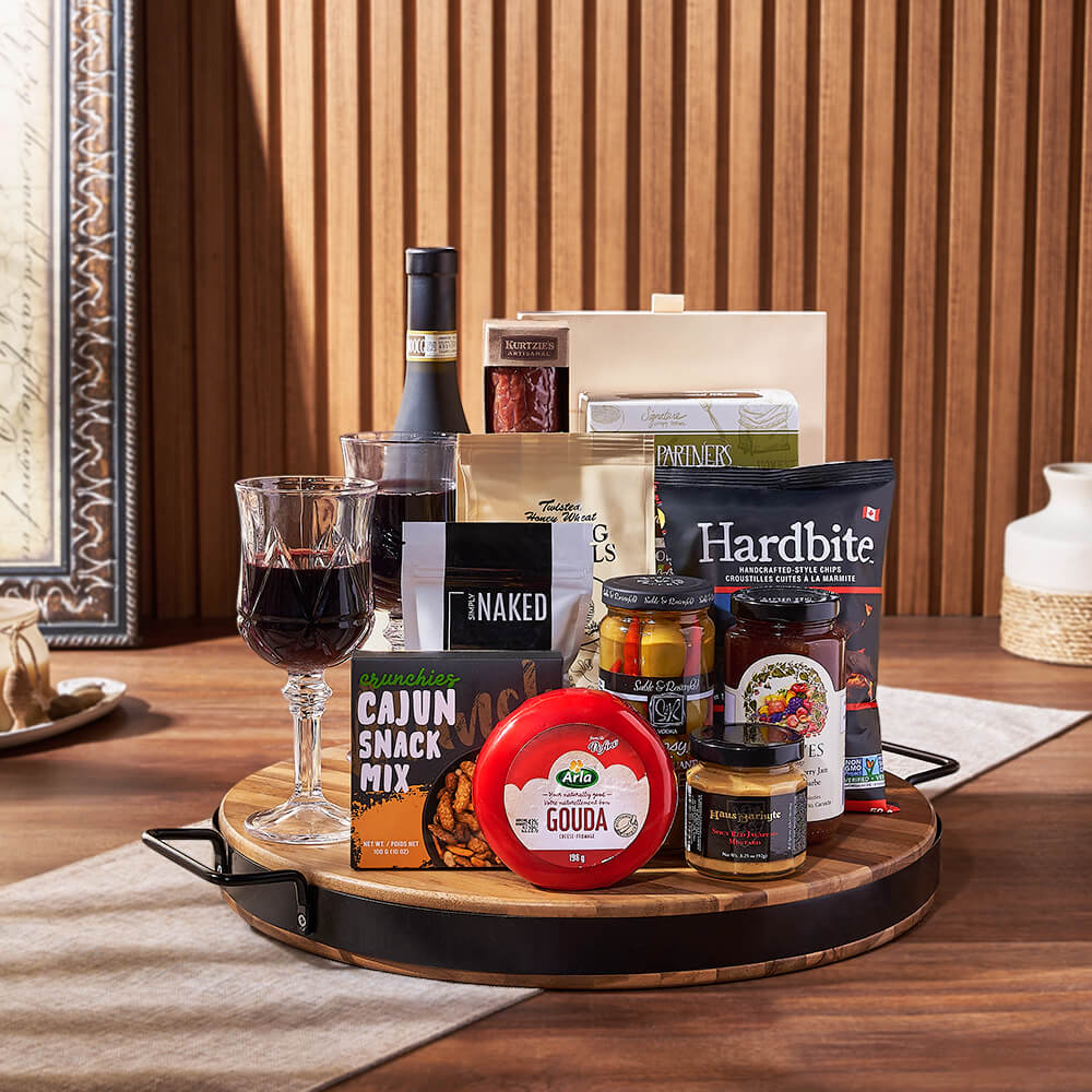 Wish You Success Wine & Goodies Gift Basket, wine gift, wine, charcuterie gift, charcuterie, cheese gift, cheese, New Hampshire Delivery