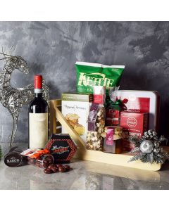 Holiday Wine & Treats Gift Basket