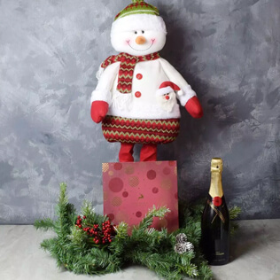 Snowman & Gourmet Chocolates With Champagne Gift Set New Hampshire